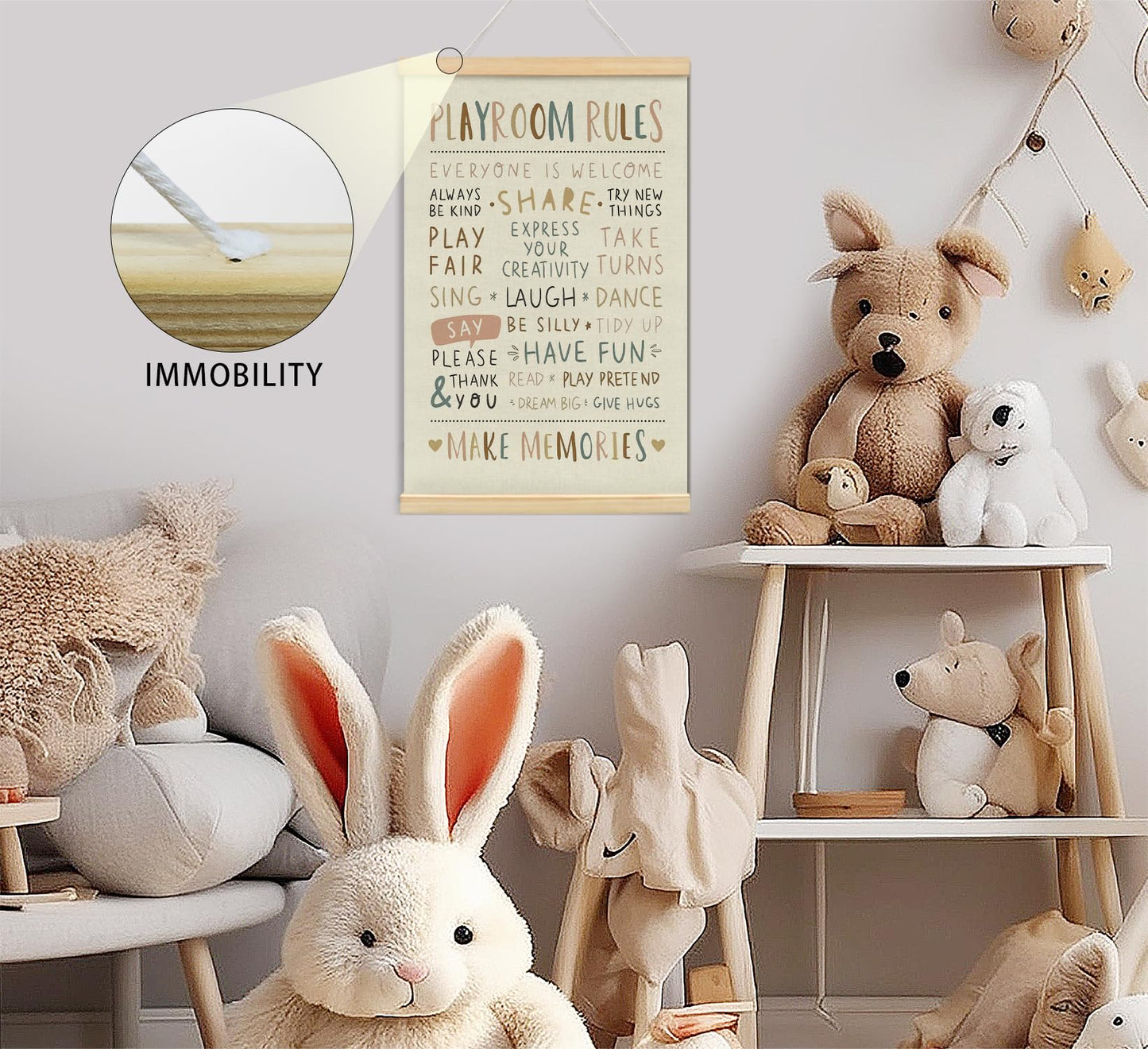 foedor Playroom Wall Decor,Play Room Rules Wall Decor for Kids Play Game Room Bedroom Nursery Home School Playroom Essentials, Boho Nursery Decor for Kids Room Nursery Home school,16x24 Inch