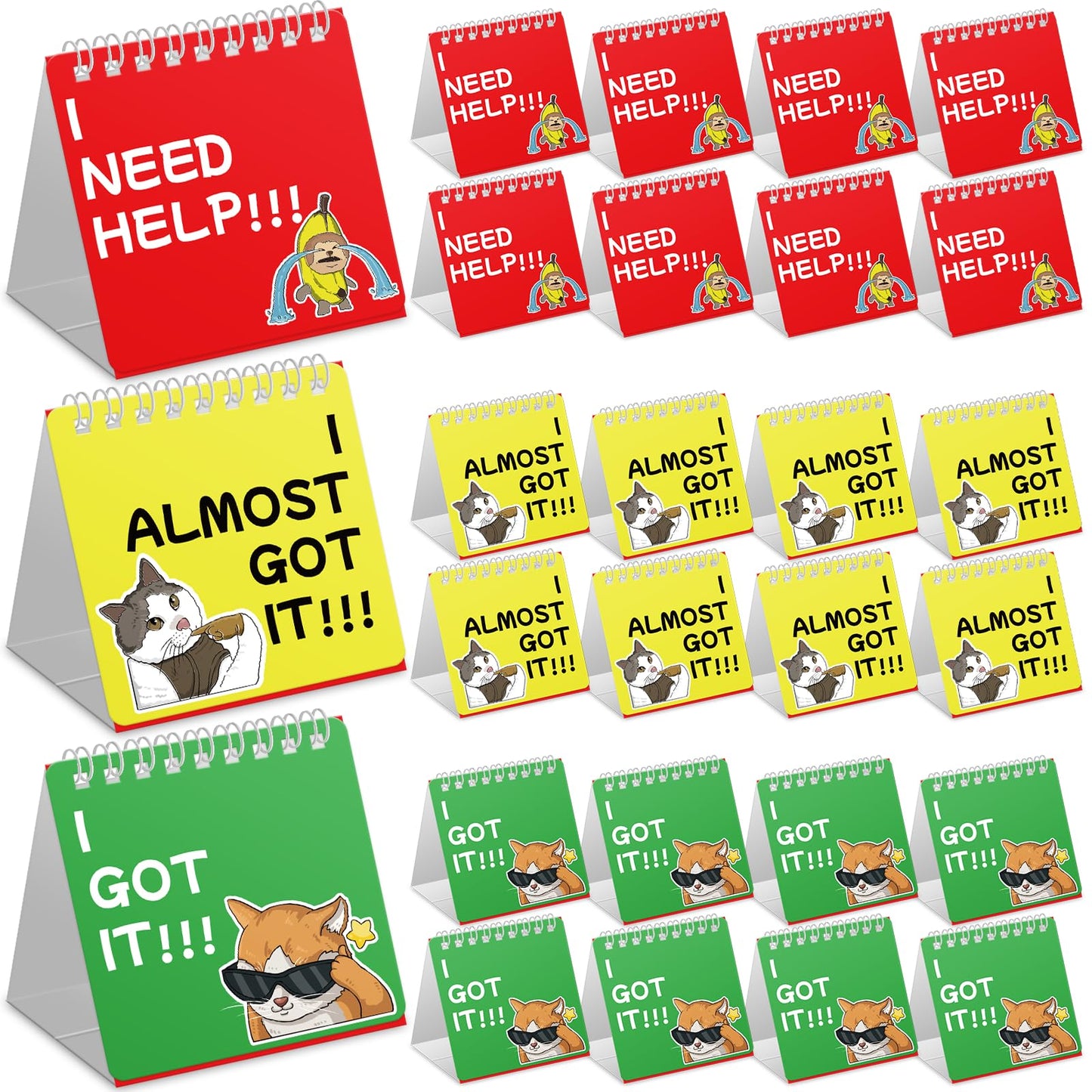 JoeyfulMind 24Pcs Cat I Need Help Mini Flip Charts Signs Math Classroom Must Haves Behavior Chart for Classroom Supplies for Kids Teacher Supplies for Classroom Management Tools