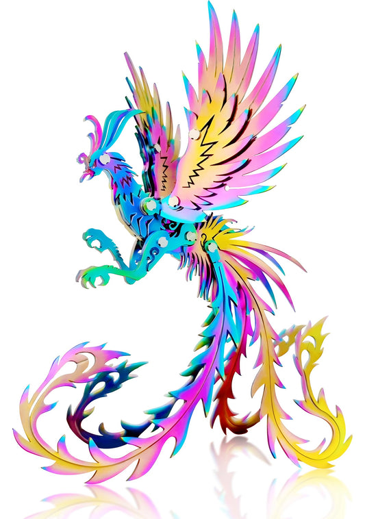 3D Metal Model Kits, Mechanical Undead Bird Seven Colors 3D Metal Puzzle,Steel Mythology Animal Series DIY Brain Teasers Simple 3D Puzzles Home Decor Art Craft Gifts Toys for Adult
