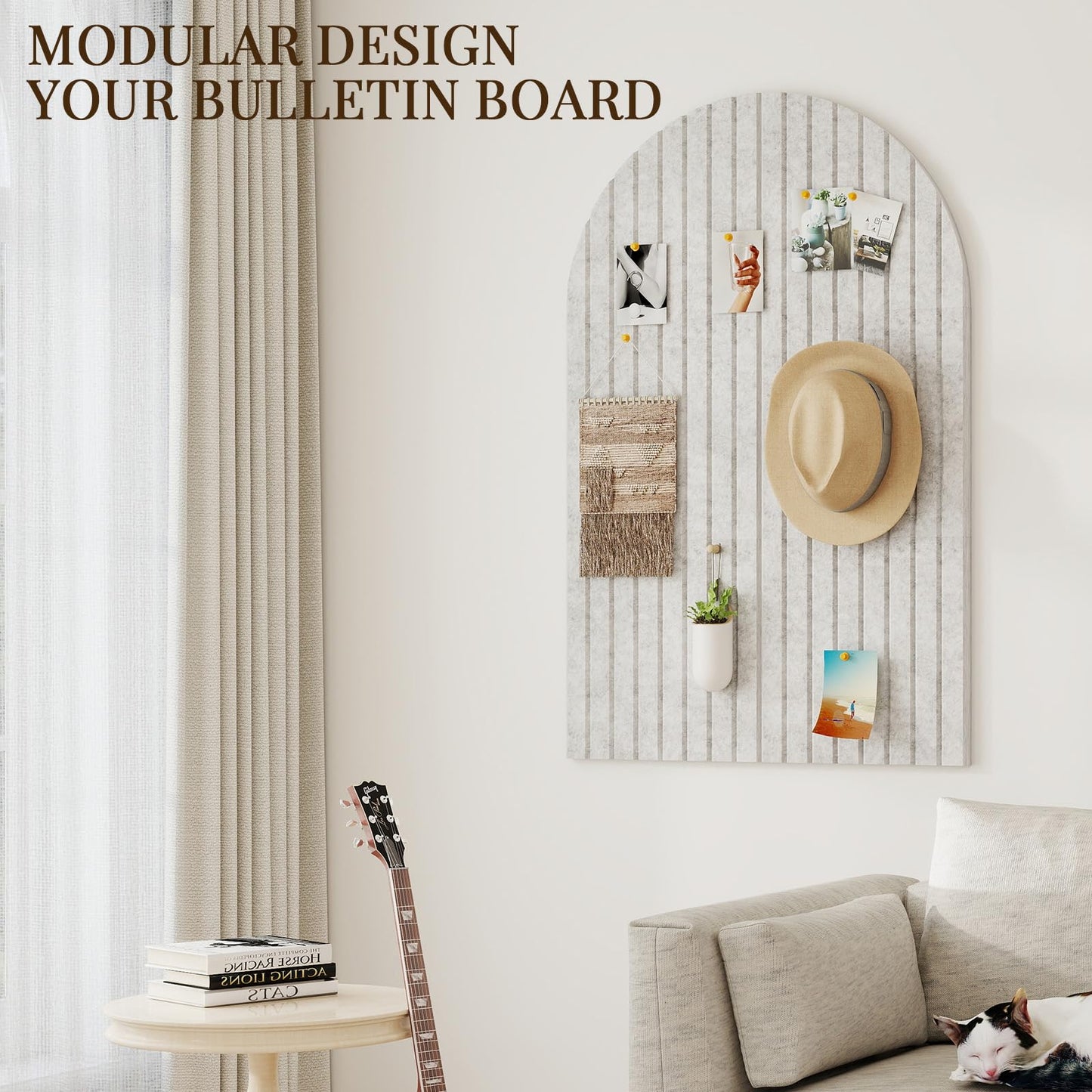 JBER Large Arched Felt Bulletin Board 36" x 24" - 6 Pack Felt Wall Tiles, Cork Board Alternative to Use in Office & Home Decor, Classroom Decor, Vision Board to Display Your Photos(Silver Gray)