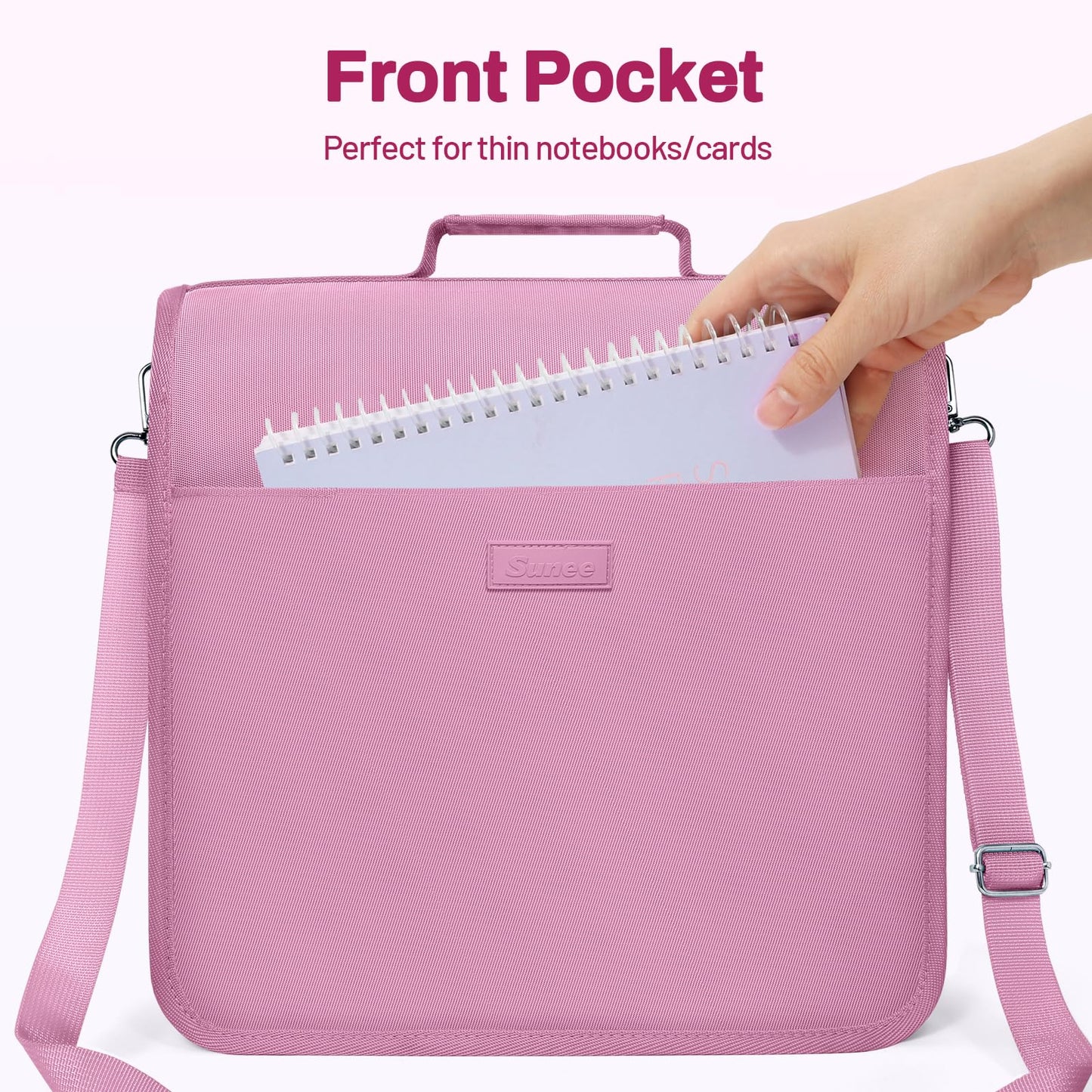 SUNEE Zipper Binder 3 Ring, 3 Inch O-Ring with Handle and Shoulder Strap, 600-Sheet Capacity, 5-Tab Expanding File Folder, Multi-Pockets for Middle School Organizer Binder with Zipper, Grape Purple