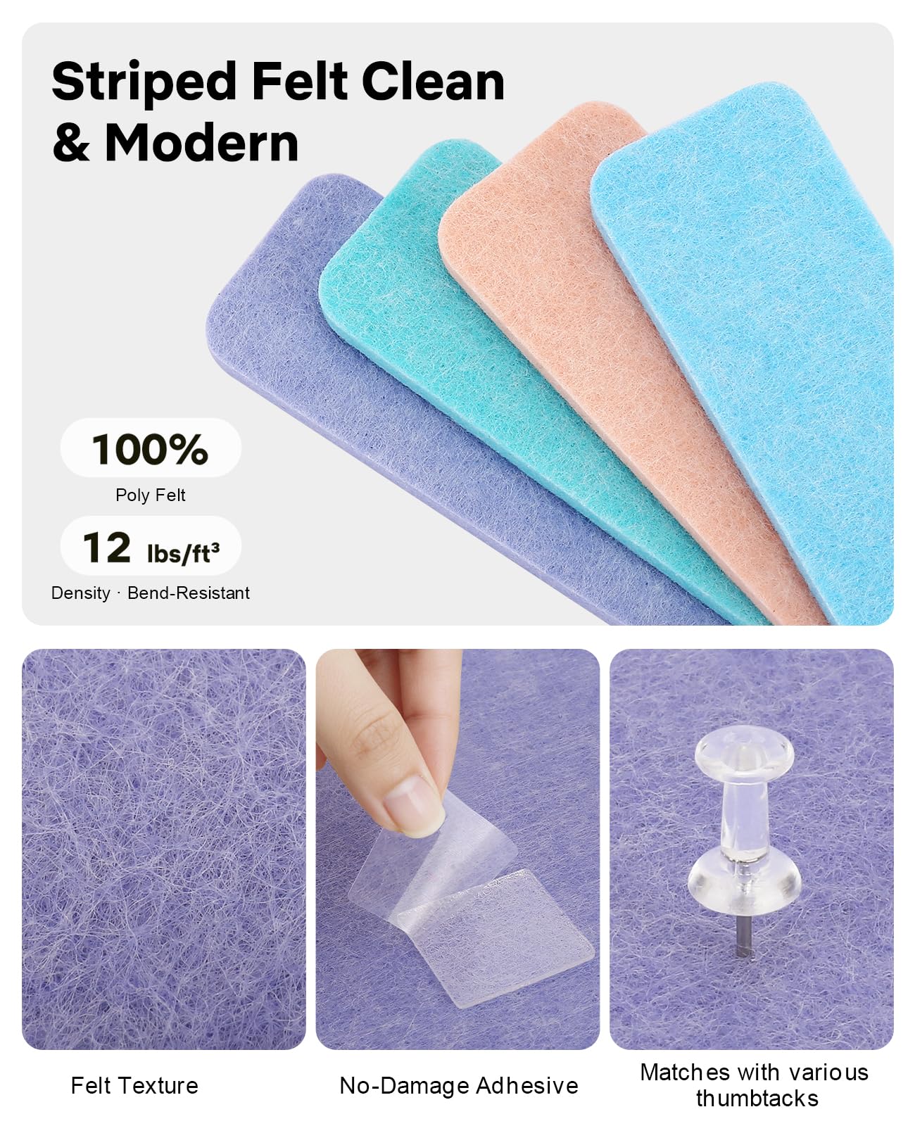 Small Cork Bulletin Board Tiles, Felt Wall Decor and Office Desk Accessories for Vision, Message Center, Picture and Prayer Board, Dorm, Room, Home Office Essentials and Organization(Coastal Haze)
