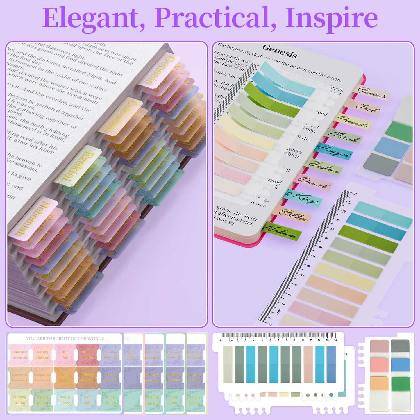 Bible Study Supplies Journaling Kit for Women,Bible Study Kit with Highlighters No Bleed,Journal Notebook Tabs Large Pencil Case, Accessories Set for Women Teens Beginner, Christian Gifts (purple)
