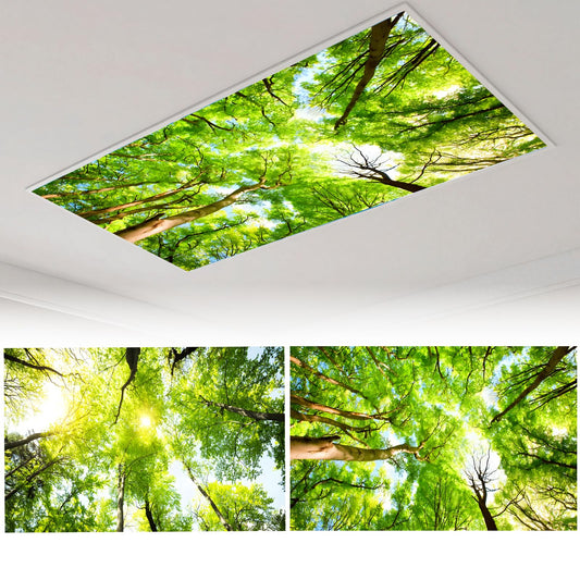Zepluron 2-pack fluorescent lampshades for ceiling lights – 2x4 ft classroom filters, teacher essentials, and office/home décor – Fire-retardant magnetic lampshades (Forest)