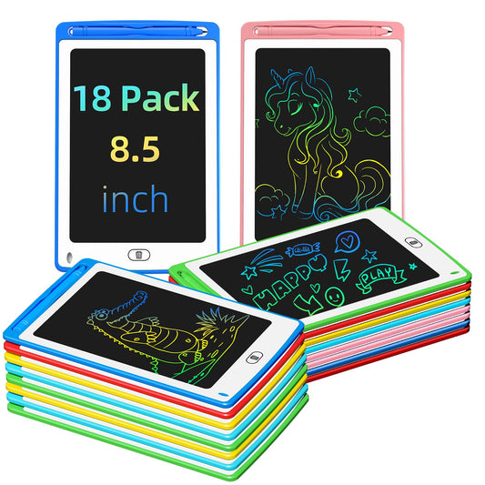 LCD Writing Tablet for Kids, 8.5 Inch Colorful Doodle Board Drawing Tablet, Educational Learning Toys Birthday Gifts for Kids Age 3 4 5 6 7 8 (18 Pack)
