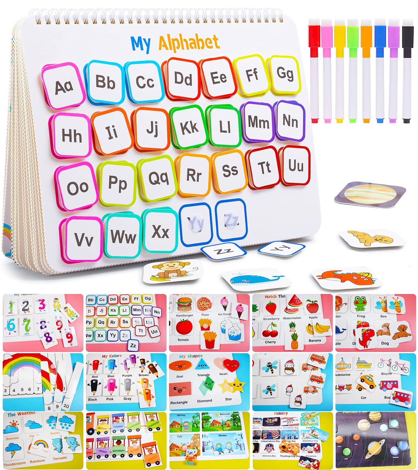 Huijing Montessori Preschool Learning Activities Busy Book - Workbook Activity Binder / Toys for Toddlers, Autism Learning Materials and Tracing Coloring Book