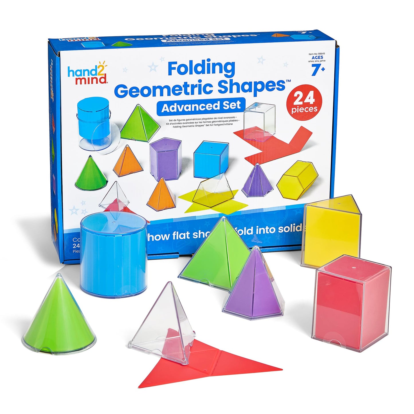 hand2mind Folding Geometric Shapes Advanced Set, 3D Geometric Shapes for Classroom, Geometry Manipulatives, Math Supplies, Montessori Math Materials, Teacher Must Haves, Home School Supplies