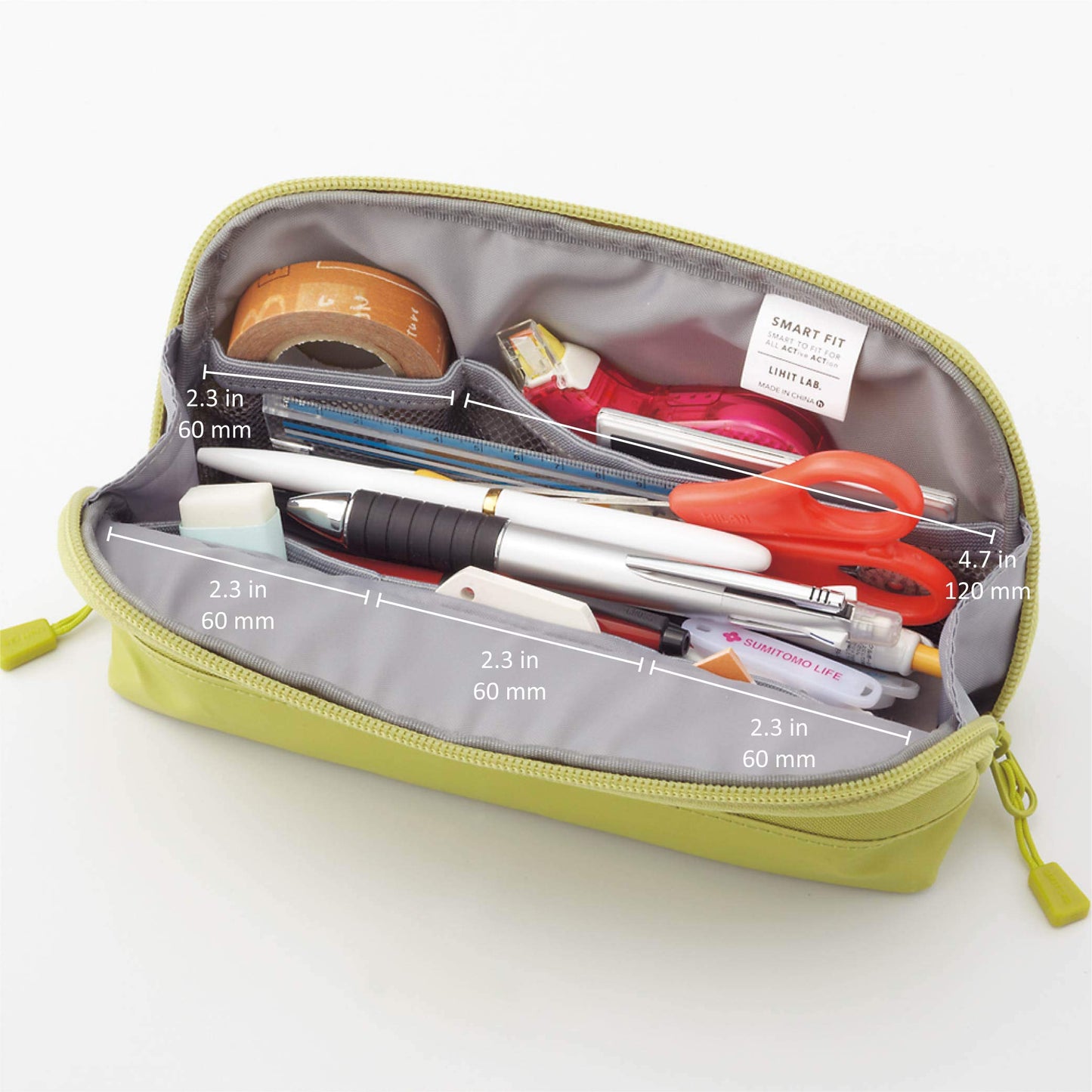 LIHIT LAB Pen Case (Pencil Case), Water & Stain Repellent, 8" x 4'', Black (A7688-24)