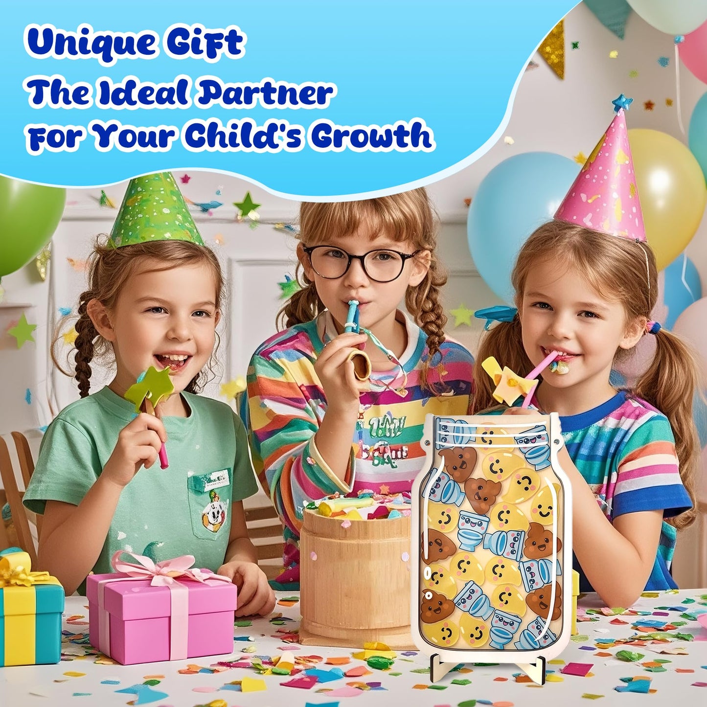 Yoink Reward Jar for Kids, Potty Training Reward Jar with 27 Fun Tokens, Potty Rewards for Toddlers Boys and Girls, Home and Classroom Good Behavior Management Tool