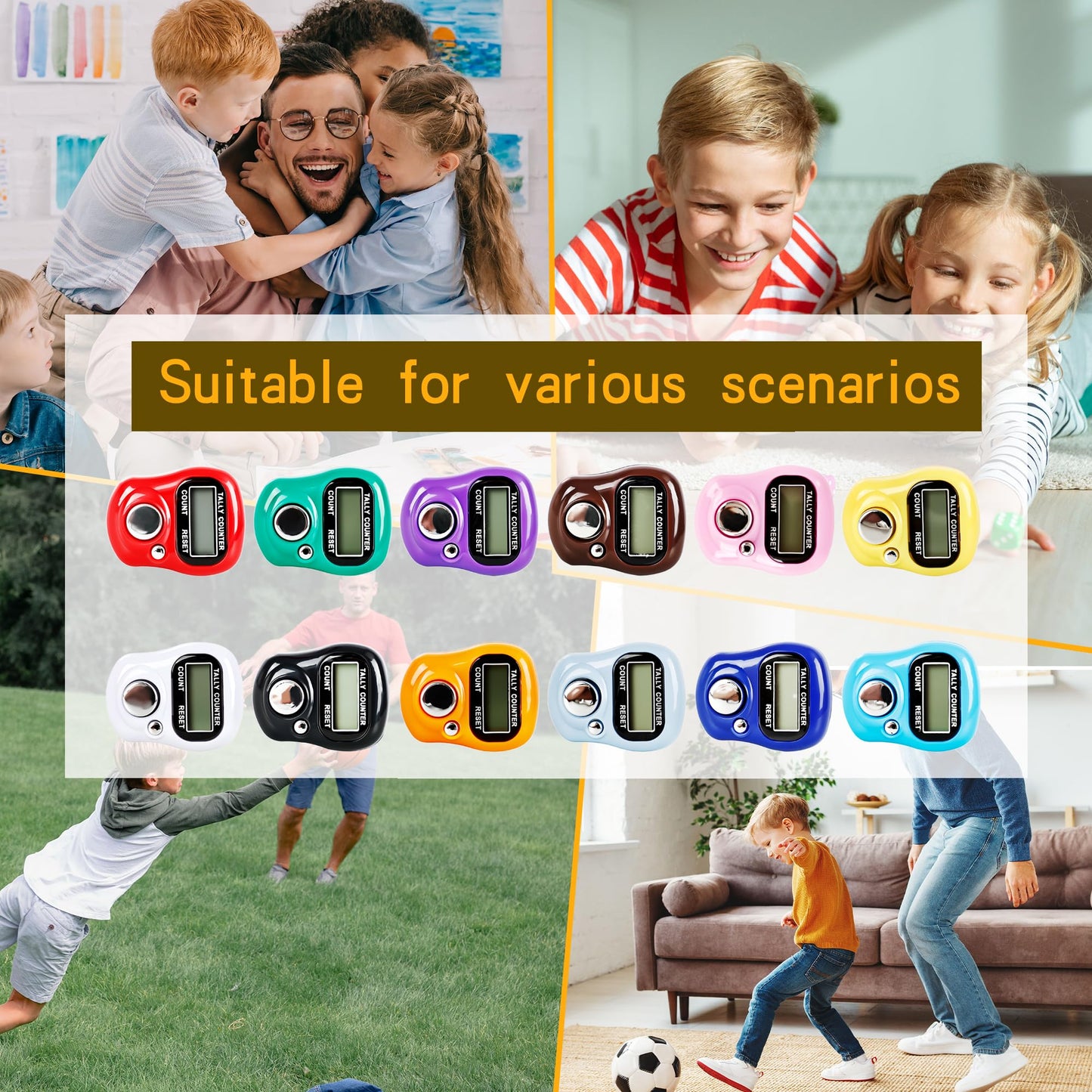 Norcoin 24 Pieces Hand Tally Counter 5 Digital Electronic Finger Counter Clickers Resettable Handheld LCD Digital Display Number Click for Lap Coaching Knitting Lap Fishing Golf and Row