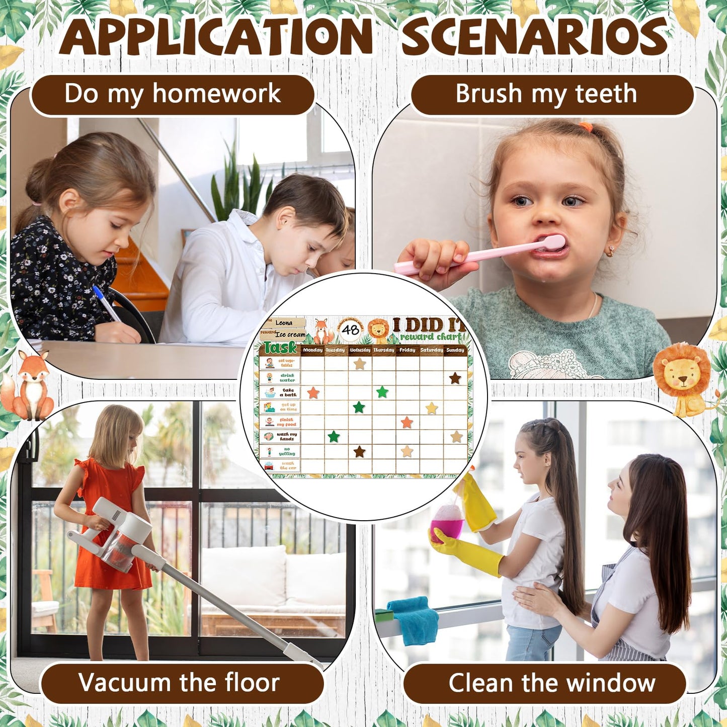 Magnetic Reward Chart for Kids at Home Woodland Animals Behavior Reward Chart System Magnetic Behavior Tracker Forest Animals Theme Incentive Chore Pad to Develop Responsibility and Good Habits