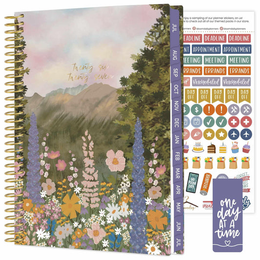 bloom daily planners 2026-2027 Planner - Academic Year (July 2026 - July 2027) Monthly & Weekly Soft Cover Planner for Women - 13 Month Agenda Book with Stickers - 5.5" x 8.25" - Wildflower Mountainside