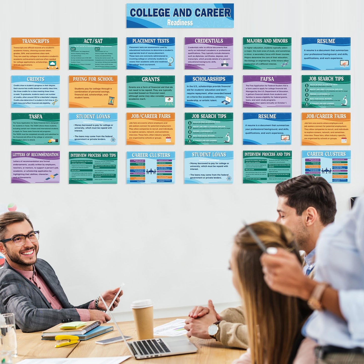 Outus 29 Pcs College and Career Readiness Posters Bulletin Board Kits for High School Classroom Decorations College Jobs and Career Interactive Bulletin Board Set Higher Educational Poster (Boho)