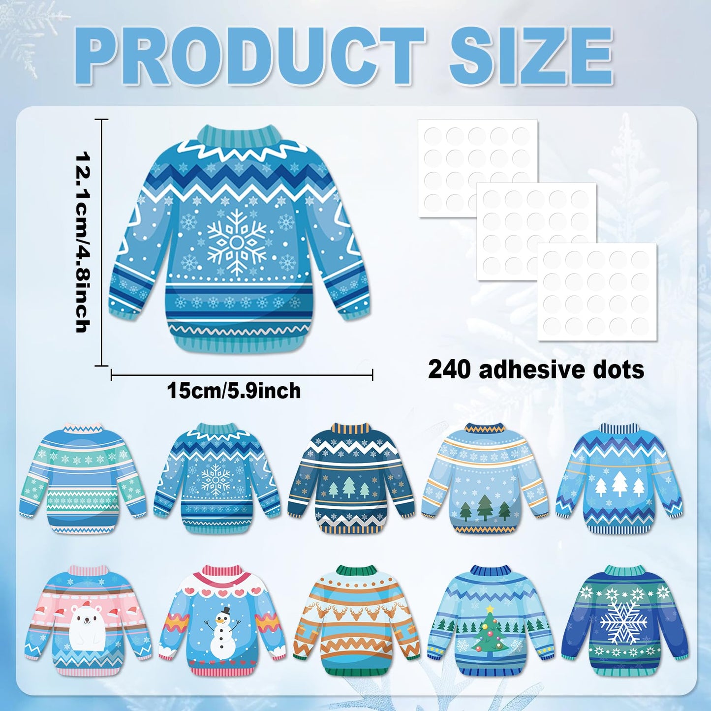 60pcs Winter Theme DIY Cutouts Sweater Bulletin Board Decoration Set Christmas Sweater Paper Cut-Outs Decor for Winter Holiday DIY Photo Craft Xmas Party School Classroom Wall Door Supplies