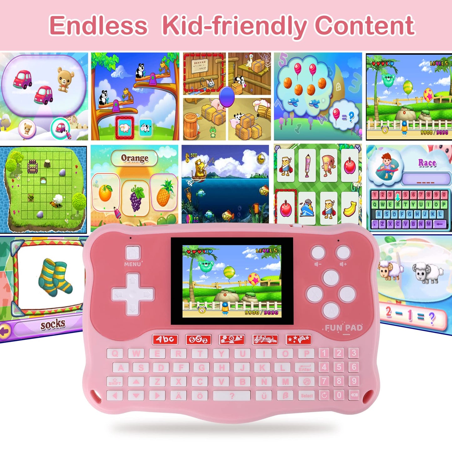 Kids Tablet/Baby Learning Pad with 102 Activities/Toddler Tablet with ABC/Words/Music/Math Interactive Educational Electronic Toys Gifts Handheld Game for Preschool Boys Girls Ages 3-12