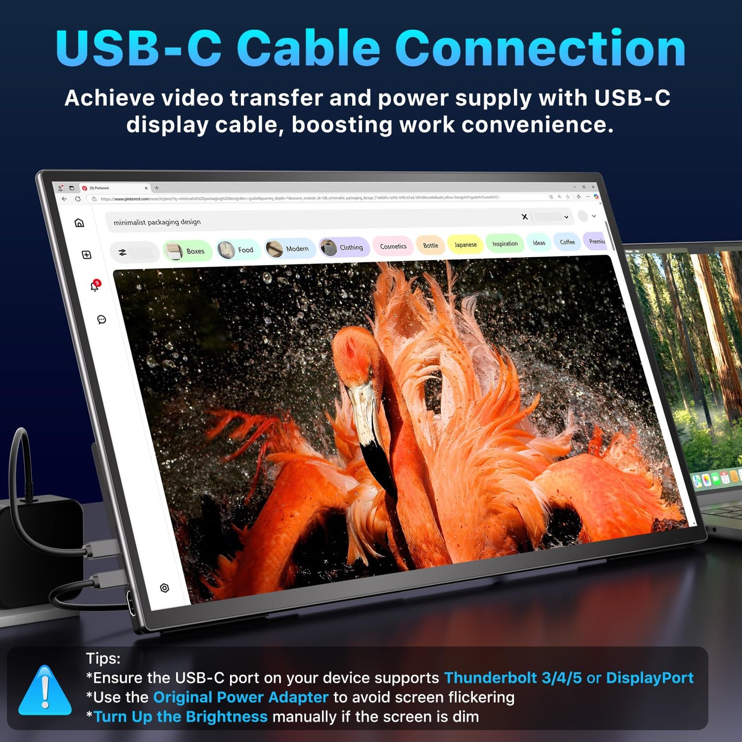Upperizon Portable Monitor 21.5 inch FHD 110% sRGB 120Hz IPS HDR HDMI USB-C Travel Monitor for Laptop MacBook PC Surface PS5 Xbox, Large External Display with Kickstand & Speakers, VESA Compatible
