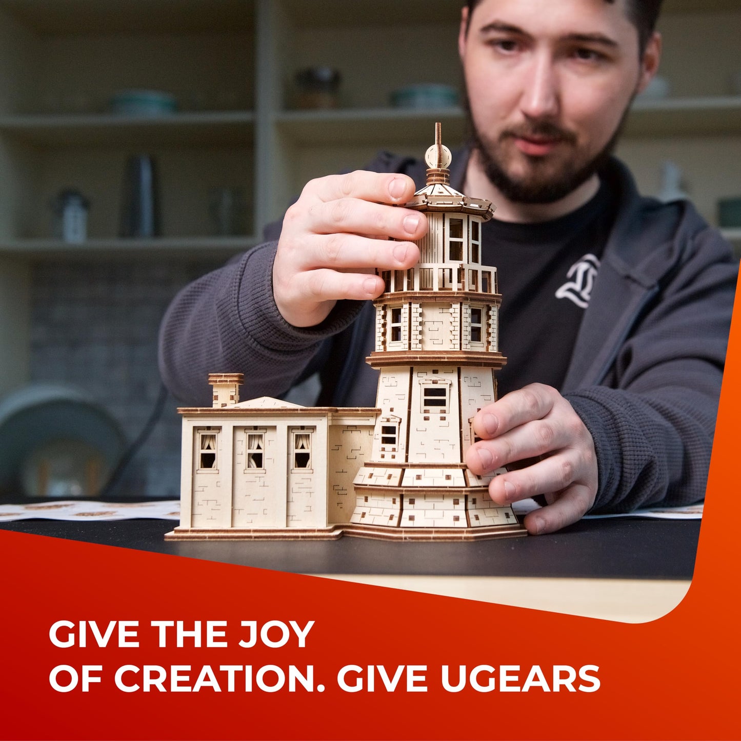UGEARS Split Rock Lighthouse 3D Wooden Puzzles for Adults – Wooden Model Kits for Adults, Crafts for Adult, Model Kits to Build, Wooden 3D DIY Model Brain Teaser, Hobby Set