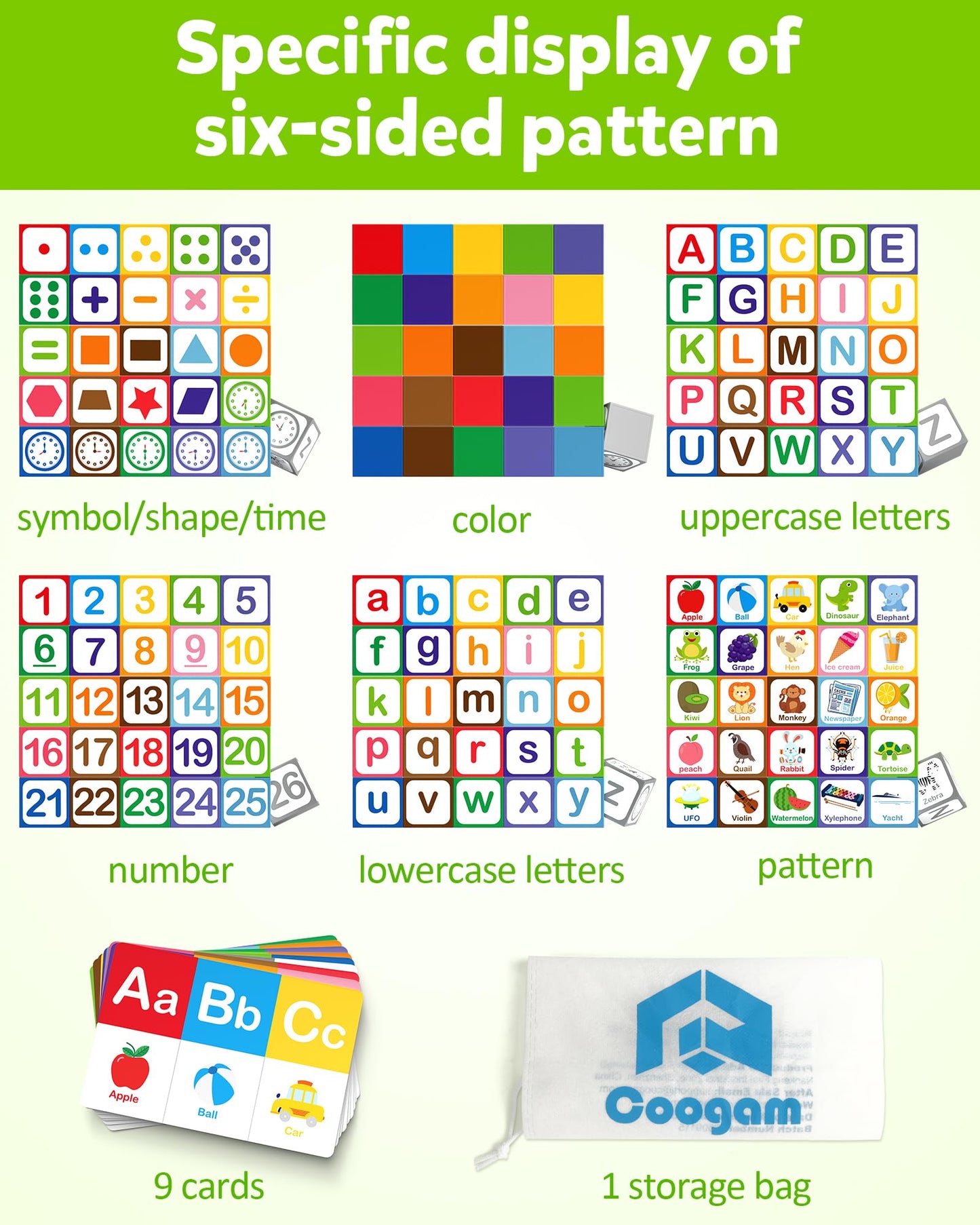 Coogam Magnetic Alphabet Blocks for Learning Numbers, Letters, Shapes, Magnet Construction Game & Toddlers Building Cube, Educational Stem Montessori Sensory Toy Gift for 3 4 5 Year Old