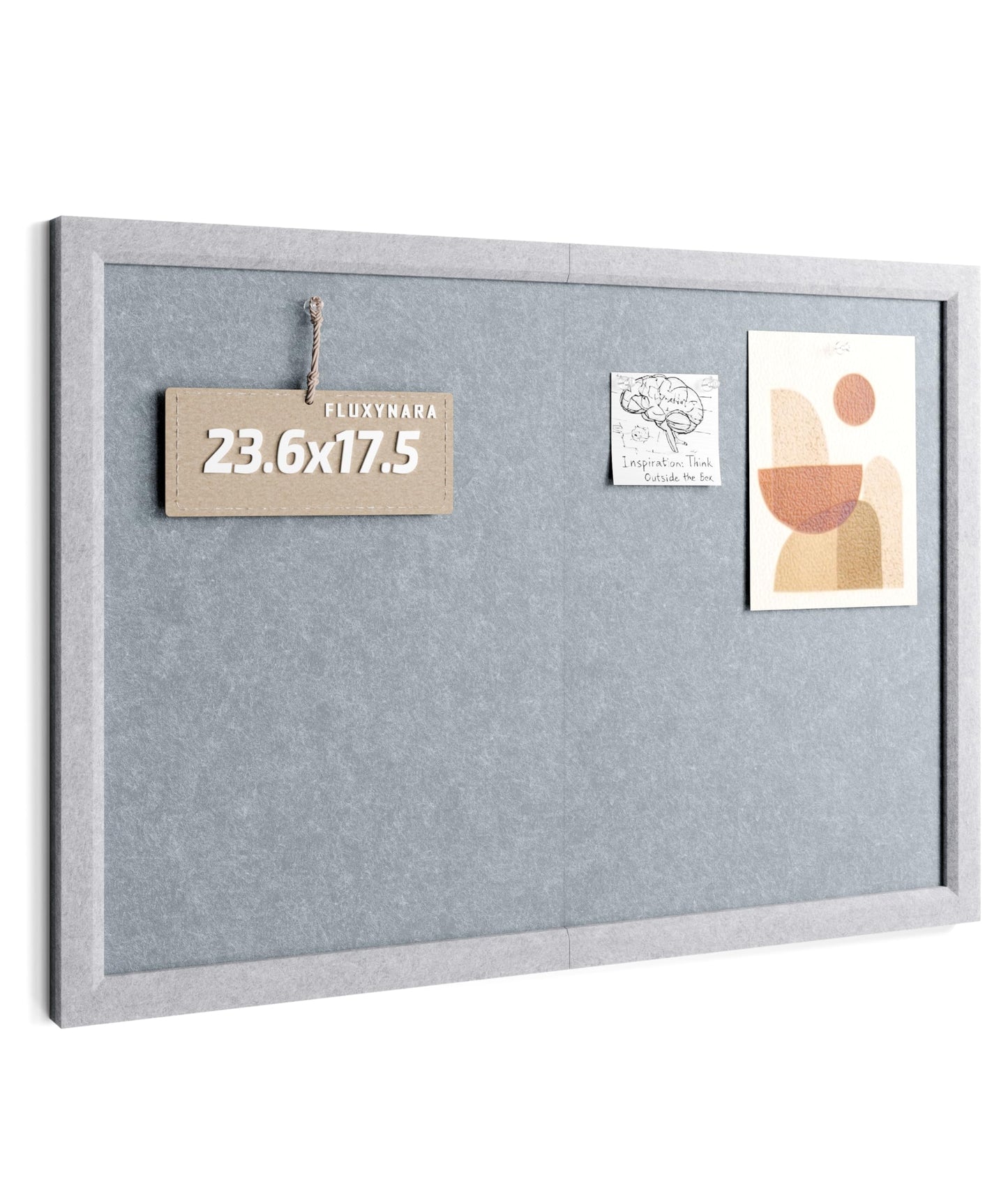 Fluxynara Foldable Cork Board Alternative, Felt Bulletin Board 23.6" x 17.5" Soft Gray Frame with 12 Adhesive Tabs, Pin Board for Home Office, Classroom, Entryway, Kitchen Wall Decor—Blue Gray