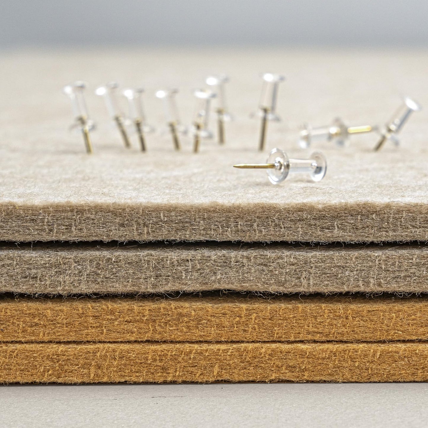 Lightomorrow Bulletin Board, 24 x 18 inches Decorative Felt Pin Board, Cork Board Alternative for Wall, Foldable Photo Board with 20 Pushpins - Beige Brown