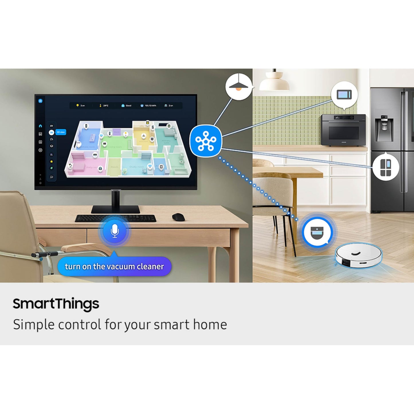 Samsung 32” Smart Monitor M7 (M70F) 4K UHD Display, Samsung Vision AI, Smart TV Apps, Gaming Hub, USB-C, HDMI and USB-A, Black, LS32FM702UNXZA, 2025
