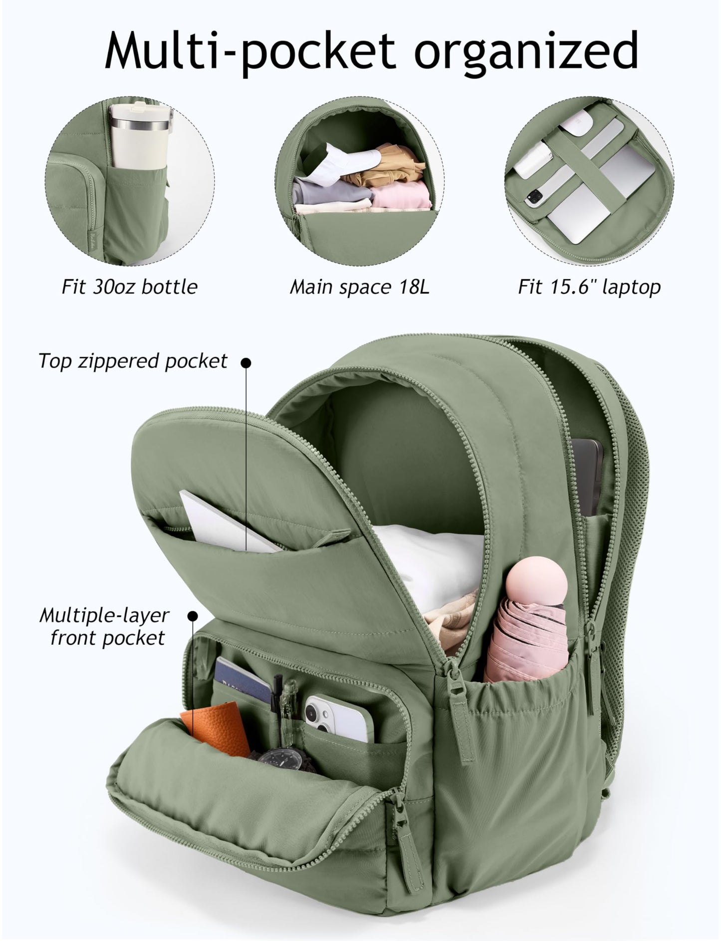 Uselike Travel Backpack for Women, 15.6 Inch Laptop Backpack, Quilted College Bookbag, Cute Work Backpacks, Water Resistant