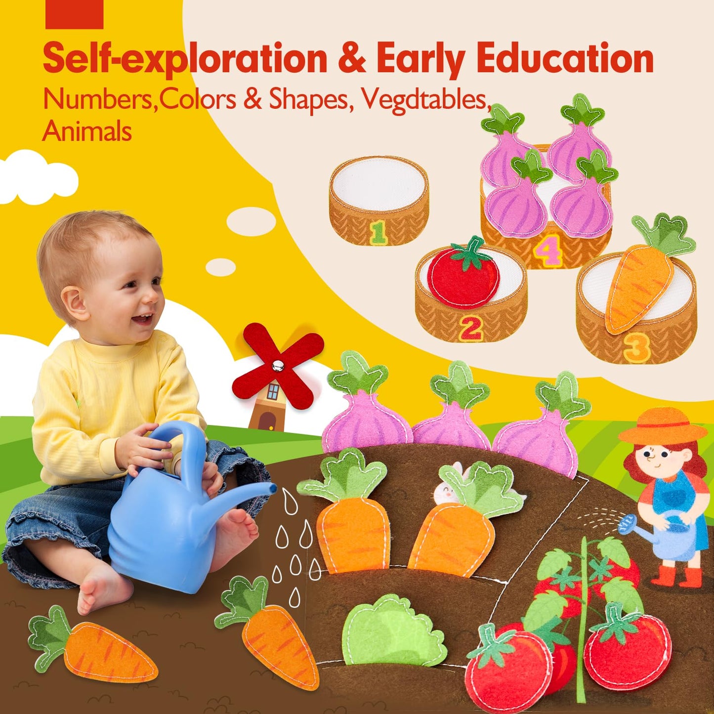 hahaland Busy Book for Toddlers 1-3 - Farm Animals Quiet Busy Board for 1 Year Old, Montessori Toys for 1 Year Old Boy Girl Gifts, Educational First Activity Books Felt Board Toddler Travel Toys