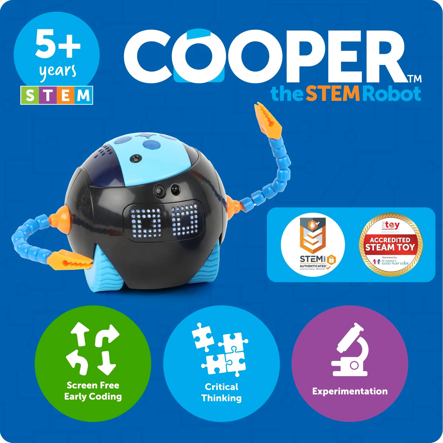 Learning Resources Cooper the STEM Robot, Coding Toy for Kids, Interactive STEM Robot for Classroom, Rechargeable Programming Toy, Ages 5+