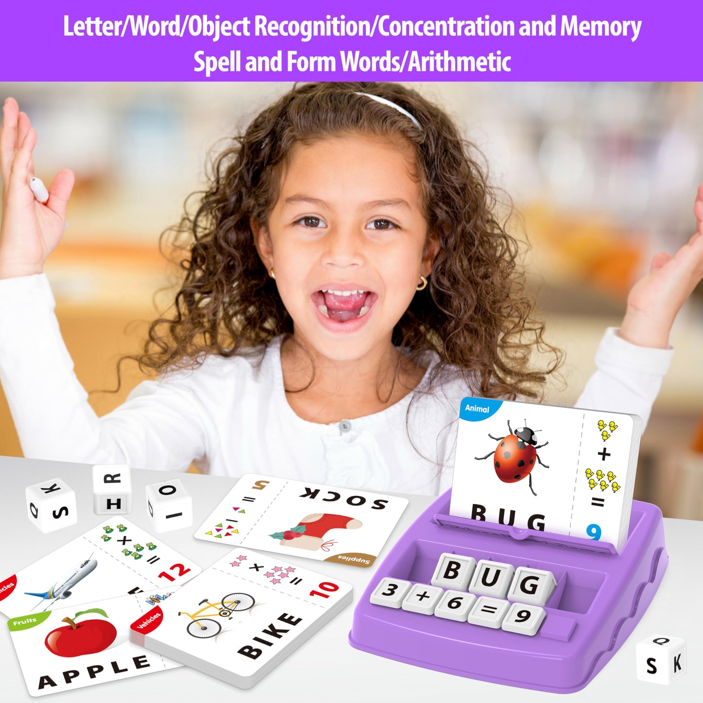 Yolscue Montessori Matching Letter Games,Educational Toys for 3-8 Year Olds Boys Girls,Alphabet Learning Toys for Kids Ages 3-8 Years,Birthday Party Gifts for 3-8 Year Olds Boys Girls(Purple)