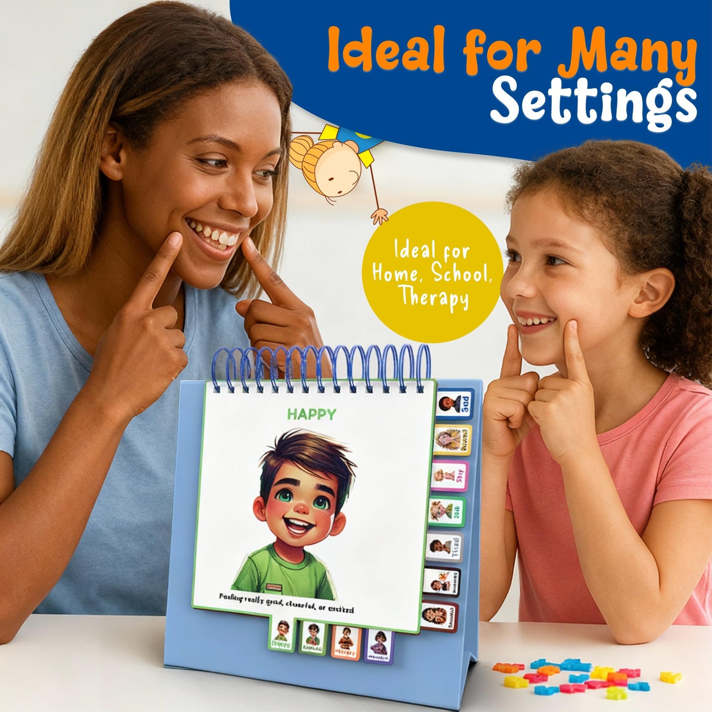 Thought-Spot Expressive Faces Flipbook | Emotions Wheel & Feelings Chart | Emotional Regulation Tool for Home, Class, Calm Down Corner | Helps Kids Learn Coping Skills | Autism Must-Have