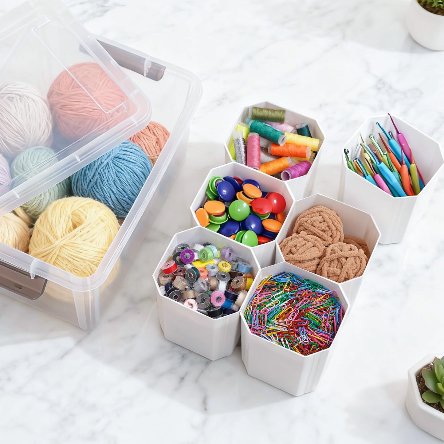Citylife 17 QT Plastic Storage Bins Clear Storage Box with Lids Multipurpose Stackable Storage Containers for Organizing Tool, Craft, Crayon, 4 Packs