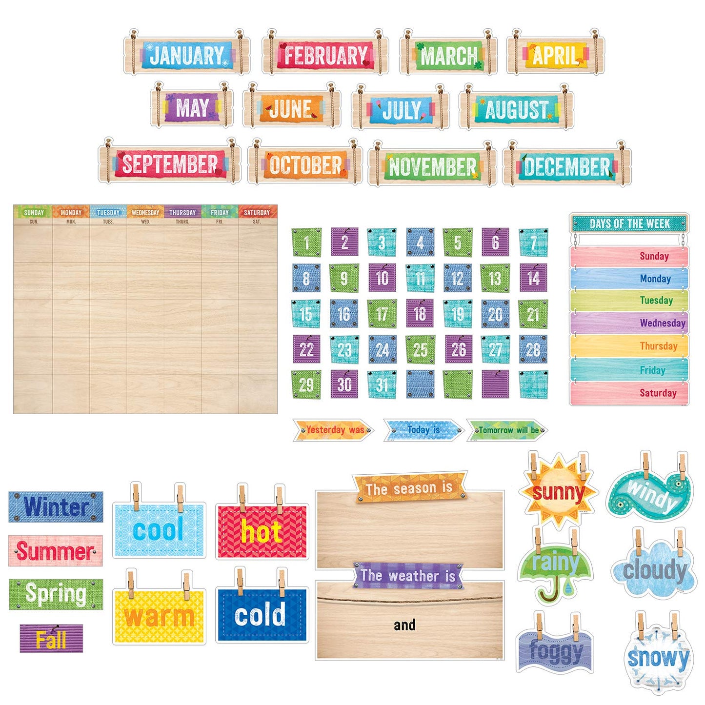 Creative Teaching Press Upcycle Style Calendar Set Bulletin Board (7061),Multi