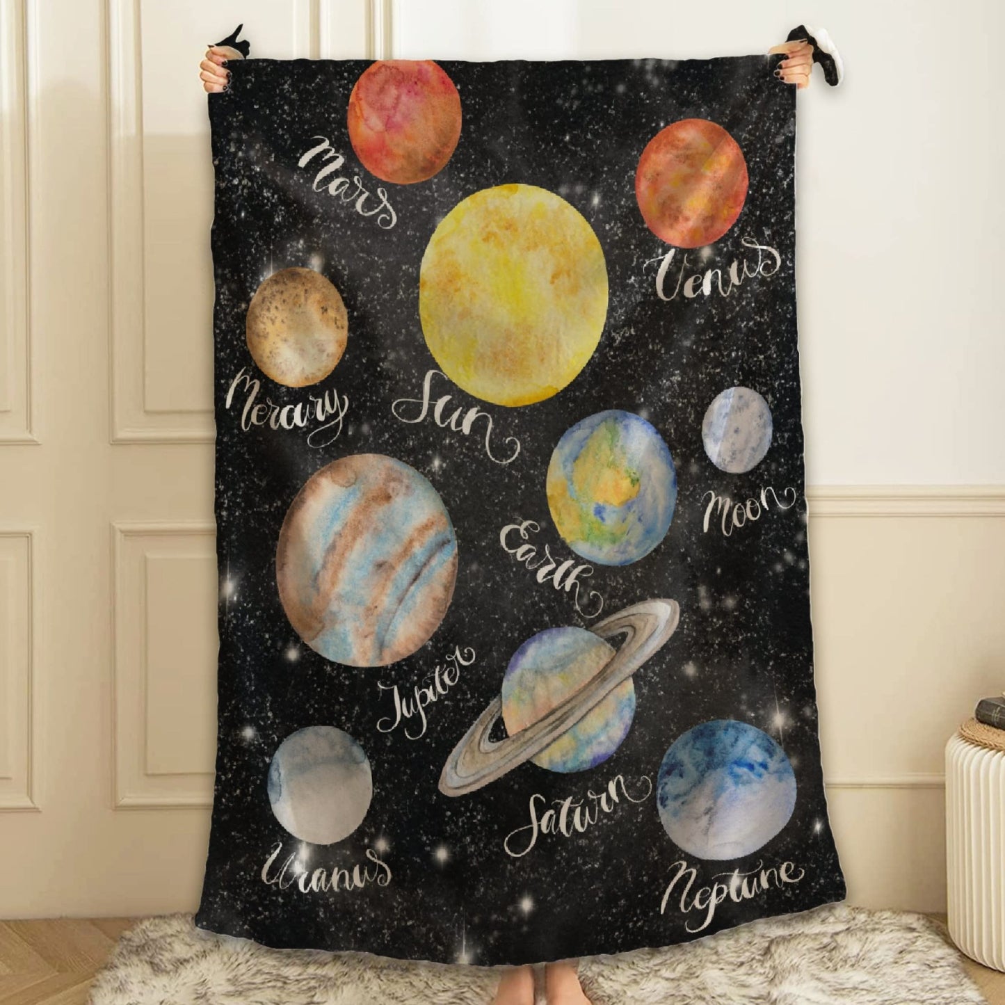 ARTBLANKET Planets Throw Blanket Fannel Fleece Super Soft Funny Blanket Travel Throw Blanket for Bed Couch Sofa 40 x 30 Inch for Baby