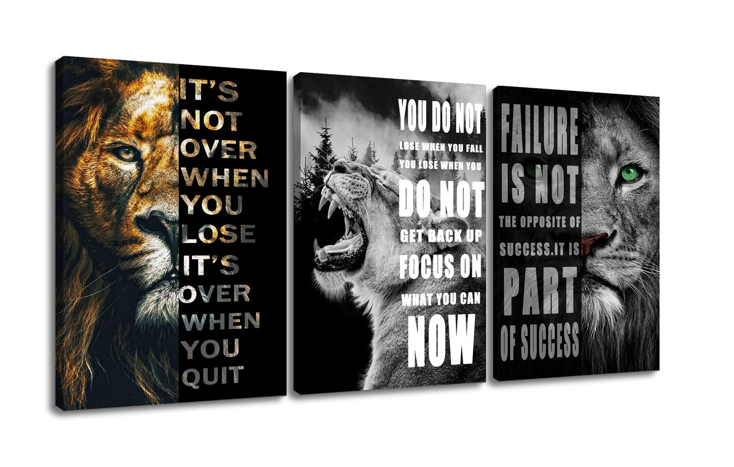 Inspirational Wall Art for Motivational Office Quotes Theme Wall Decor for Animal Leopard Canvas Prints Framed Wall Art for Bathrooms Modern Home Decor Framed and Stretched [20'' x 28'' x 3 pcs]