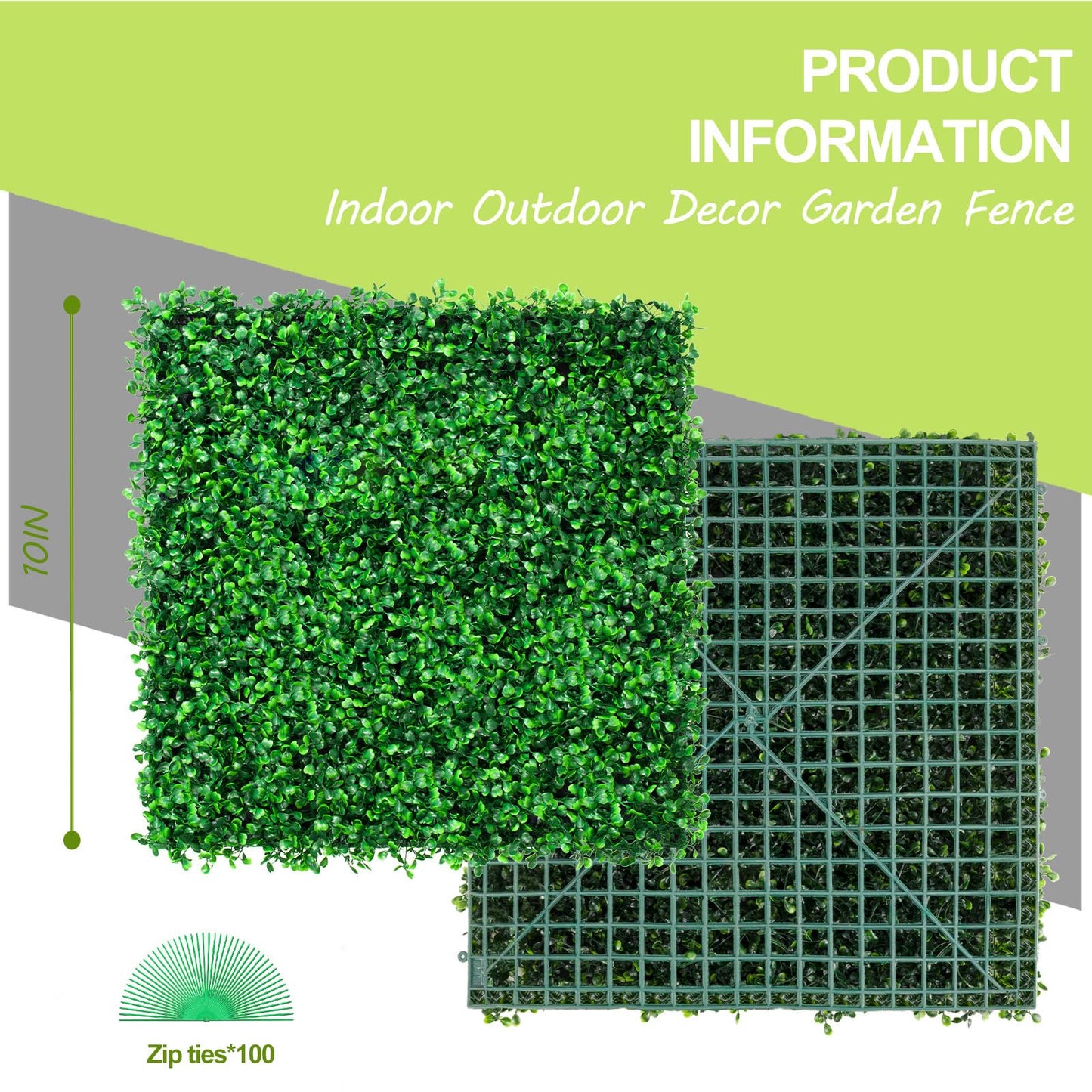 AOKIE 10"X10" Artificial Grass Wall, 24Pcs Boxwood Hedge Wall Panels UV-Anti Grass Backdrop Wall Decor, Greenery Privacy Hedge Screen for Indoor Outdoor Patio Balcony, Party Garden Fence Decor