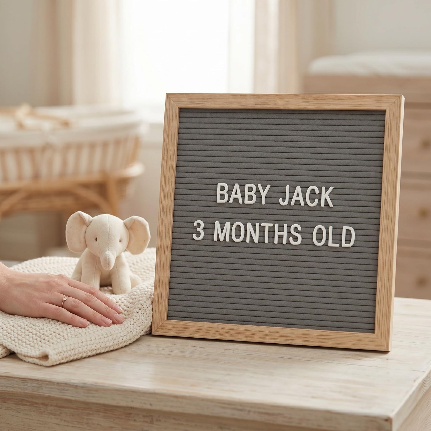 C CRYSTAL LEMON Felt Letter Board 10x10 Inch Gray – 336 Letters Numbers & Symbols – Changeable Message Board with Wooden Frame, Wall Mount or Stand