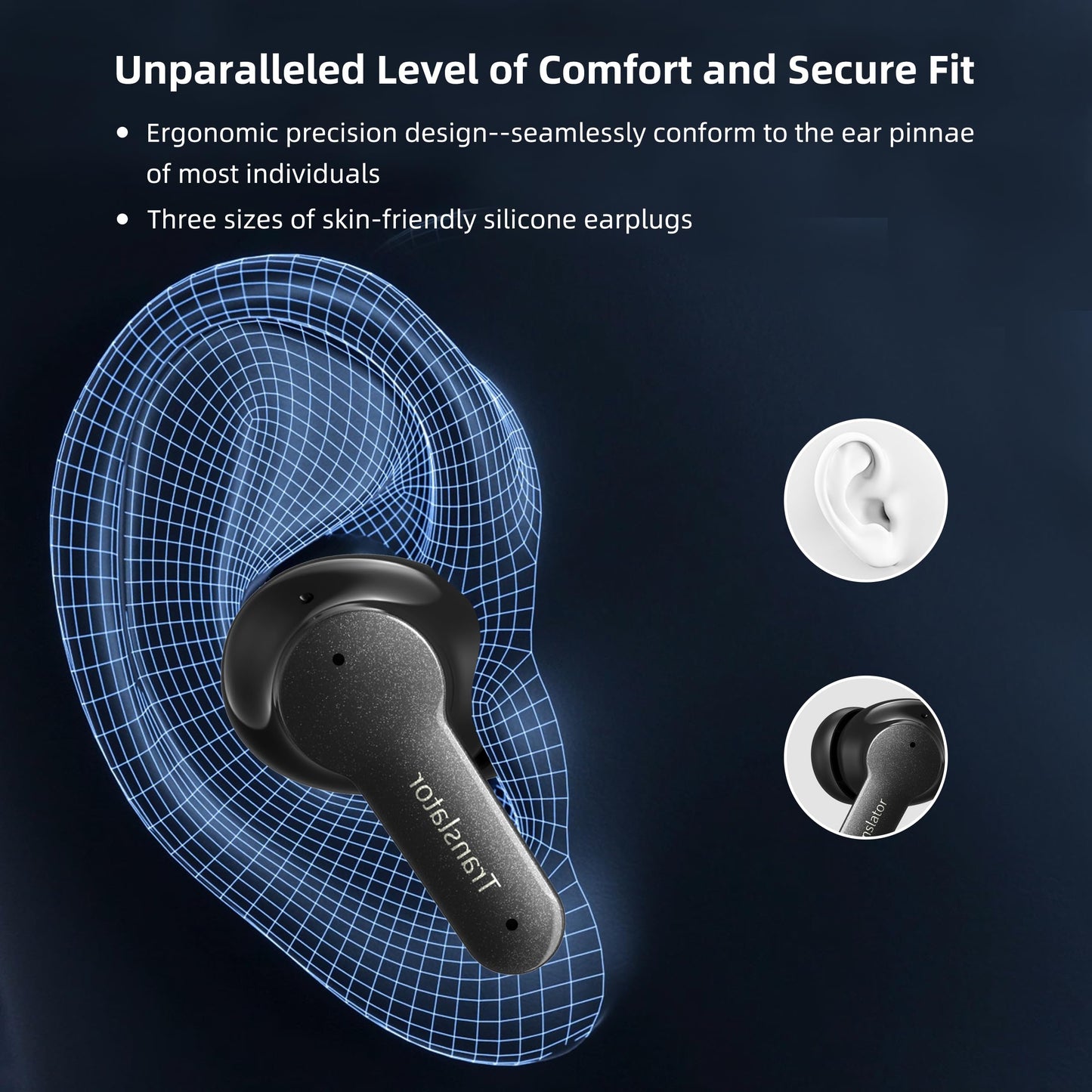 ANFIER Offline AI Translator Earbuds M3 Language Translator Device Translation Earbuds Real Time Support 144 Languages No Subscription Required (with Lifetime Free Offline Translation Black)