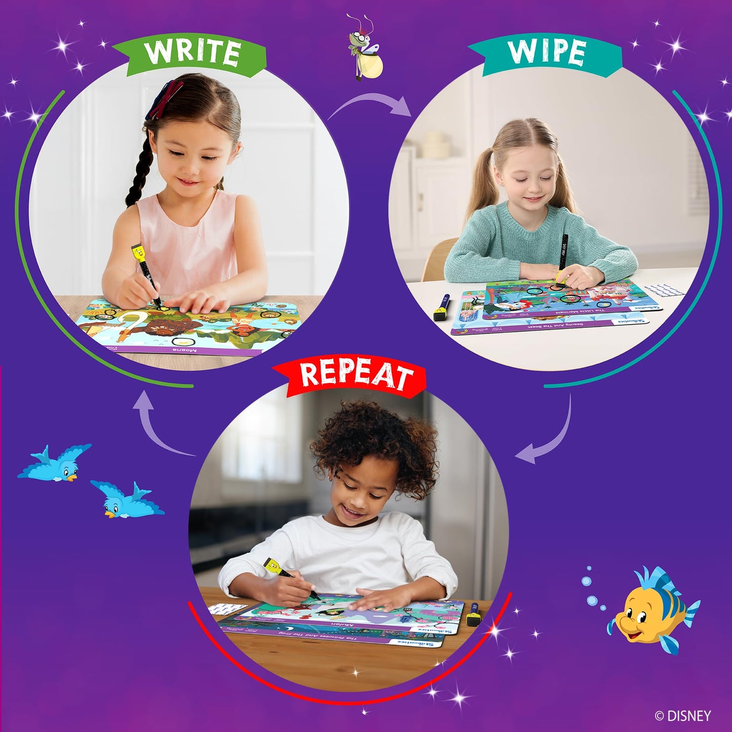 Skillmatics Search and Find Disney Princess Educational Game - Reusable Preschool Learning Activity, Perfect for Toddlers & Kids, Screen-Free Fun, Art & Crafts, Gifts for Boys & Girls Ages 3, 4, 5, 6