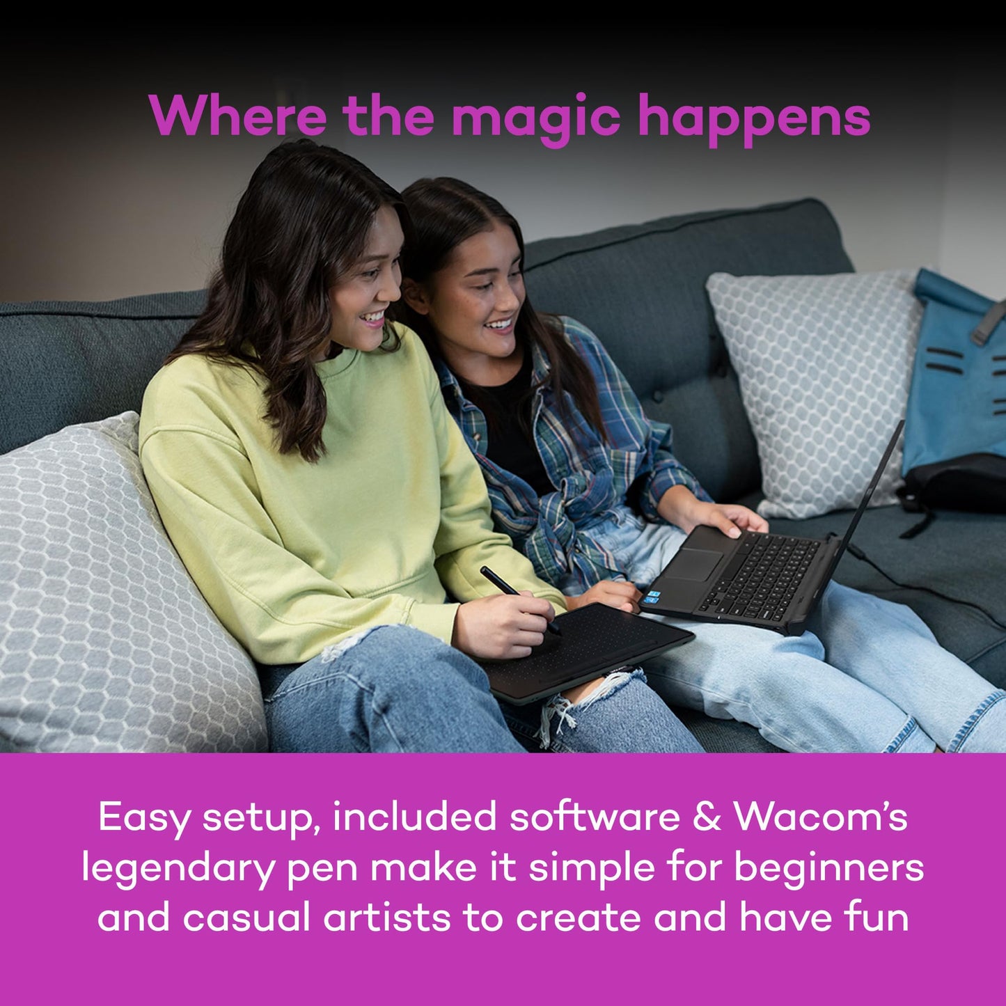 Wacom Intuos Small Graphics Drawing Tablet, Includes Training & Software; 4 Customizable ExpressKeys Compatible with Chromebook Mac Android & Windows, Black