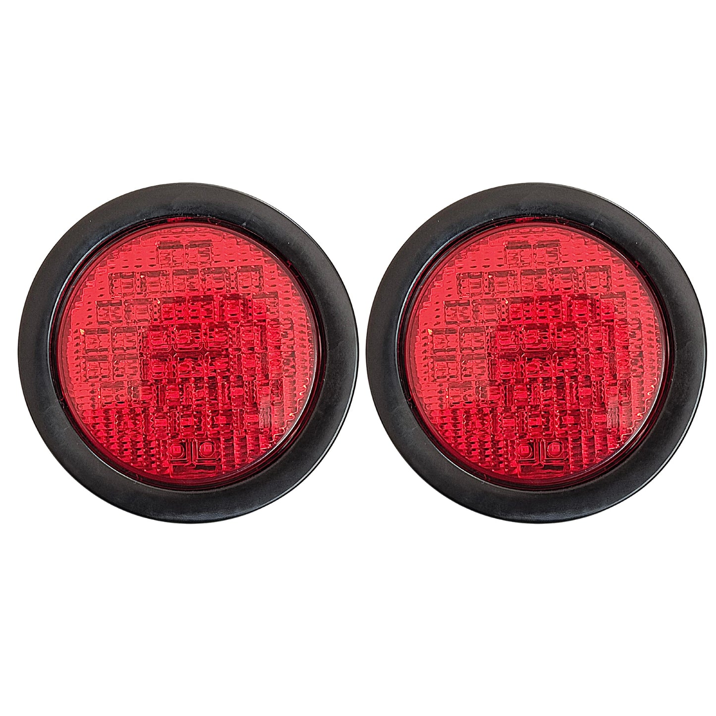 All Star Truck Parts 4in Round Red LED Brake Lights, 40 Diodes, Waterproof, Model ASA440R2, 2pcs, Rubber Grommet, 12V