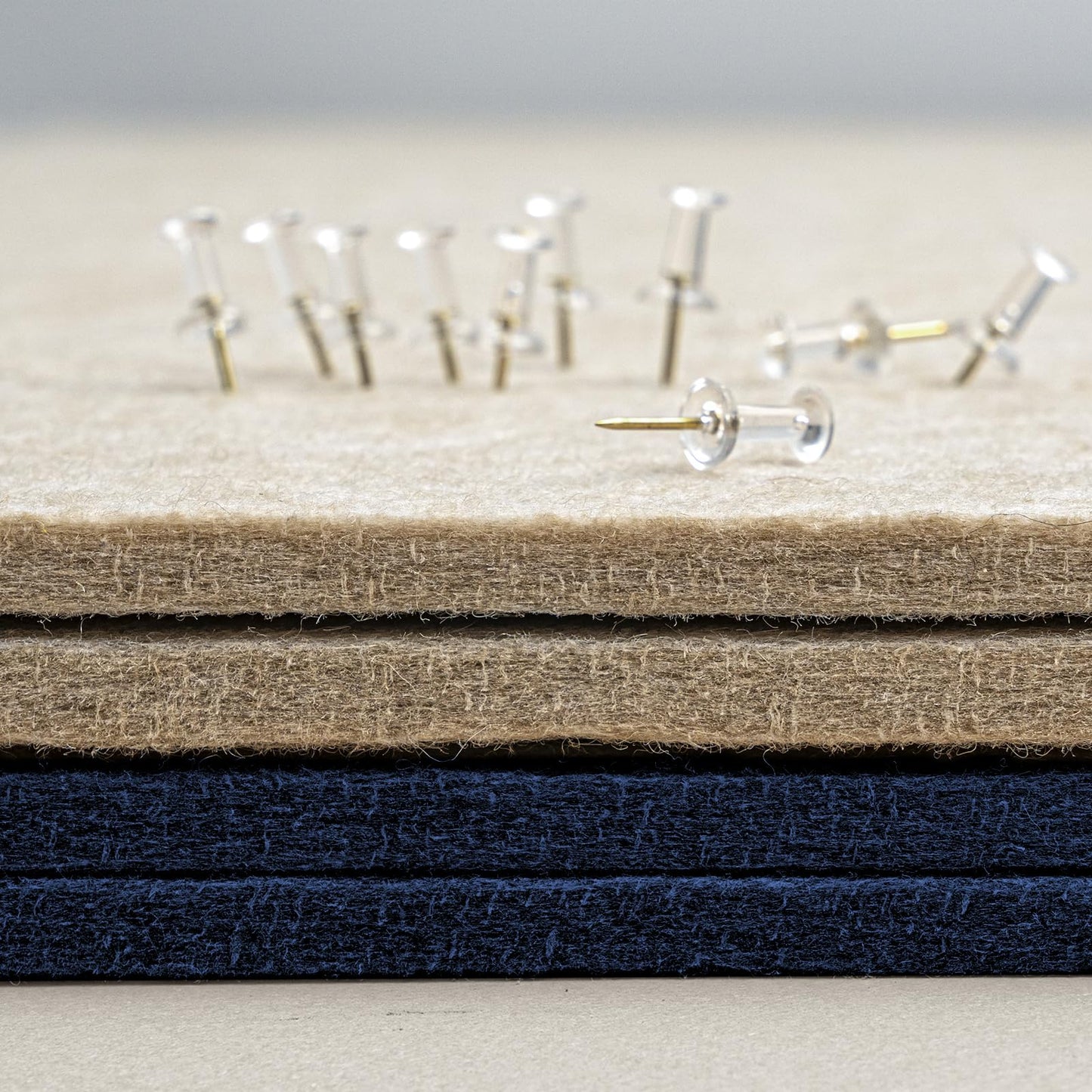 Lightomorrow Bulletin Board, 35 x 17 1/2 inches Felt Board - Decorative Pin Board, Cork Board Alternative for Wall, Foldable Self-Adhesive Vision Board Prayer Board with 20 Pushpins Dark Blue