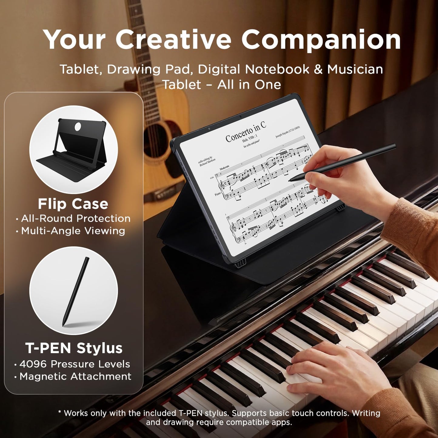 TCL NXTPAPER 14 Android Tablet, 14.3" Paper-Like Display Drawing Pad, Digital Notebook & Musician Tablet with 4096-Level Stylus & Flip Case, 8+8GB RAM, 256GB Storage, 10000mAh, Multi-Window, Gray