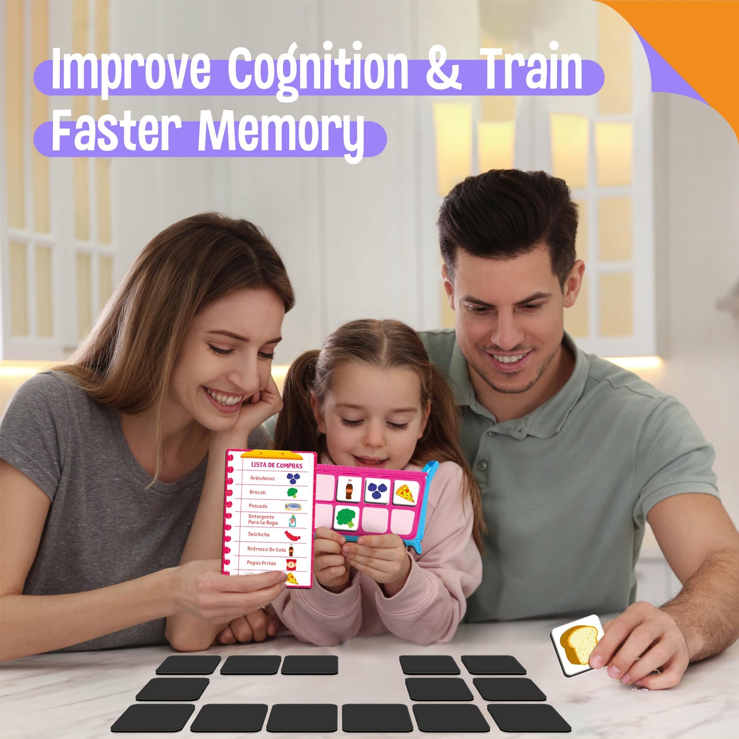 SpriteGru Magnetic Shopping List Game, Funny Spanish Groceries Matching Memory Game, Race to Collect Your Items Educational Toy for Boys & Girls at Home