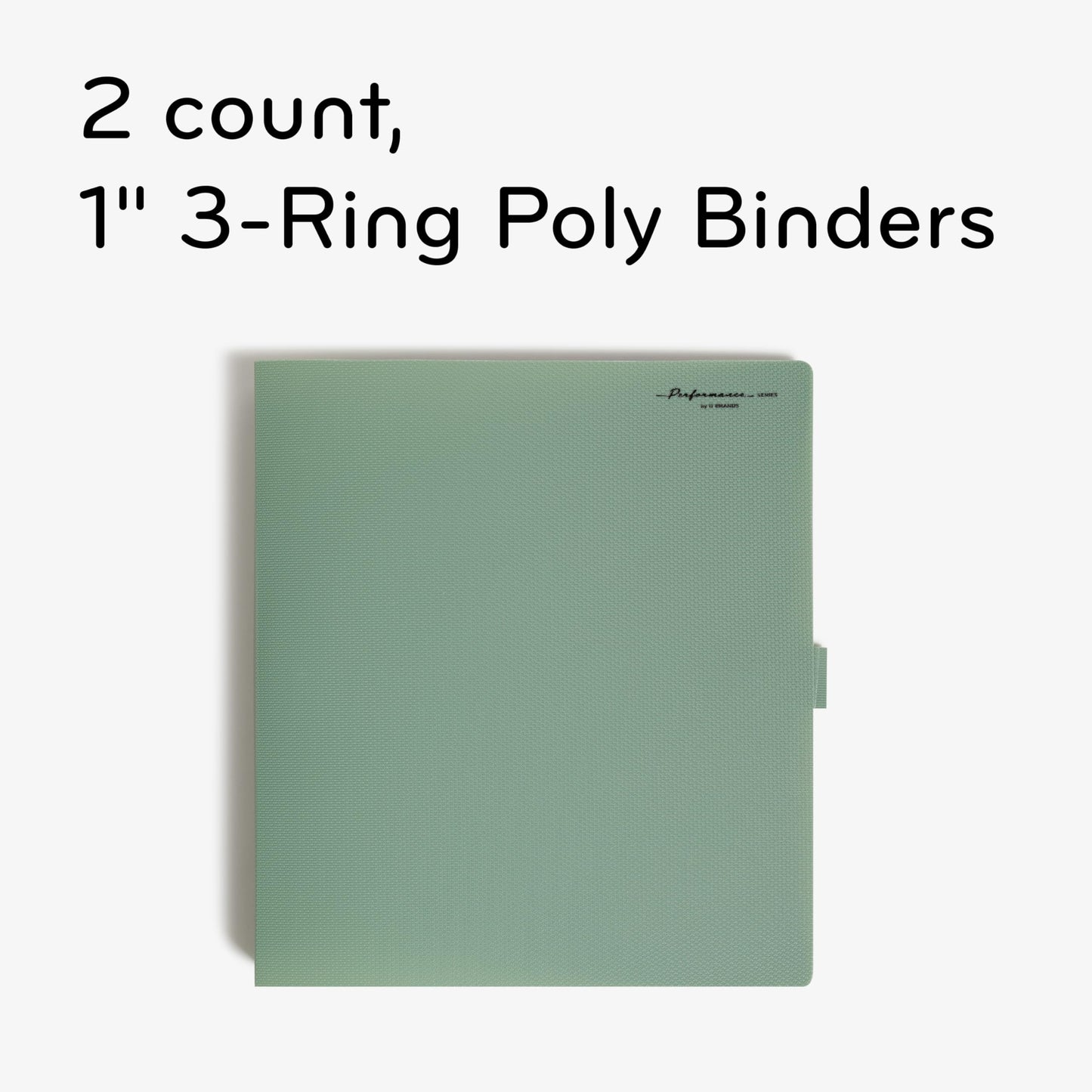 U Brands Poly Performance 1" Binders, Set of 2, Olive Green, Expanding File Pocket, Silver Metal O-Rings