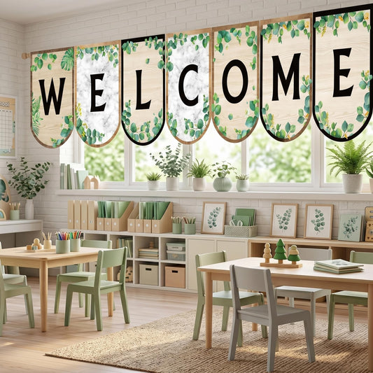 Tiamon 6 Pcs Classroom Curtains 36 x 24 Inch, Colorful Polyester Window Drapes for School, Back to School Decorations, Window Decor for Kindergarten Daycare Primary Learning Spaces(Eucalyptus)