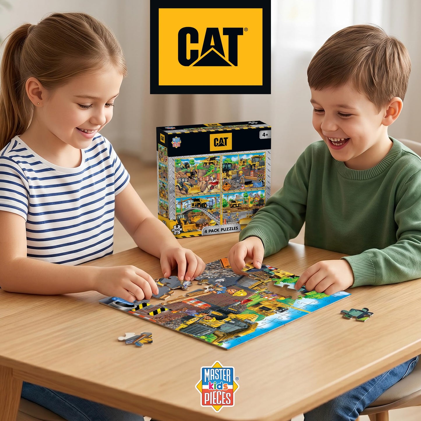 MasterPieces – Jigsaw Puzzle Set for Kids 6+ Years, 4-Pack of 100 Pieces, Educational and Fun Game, Caterpillar Collection, Gift Idea for Children, 8" x 10