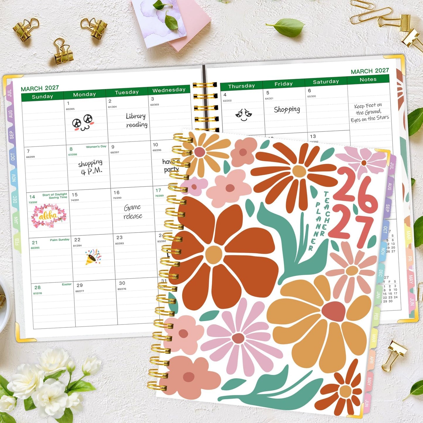 Teacher Planner 2026-2027 Academic Year, Academic Planners for Teachers from July 2026 to June 2027, 8.5"x11" Large Weekly & Monthly Lesson Planner with Pocket & Stickers for School Teachers Supplies