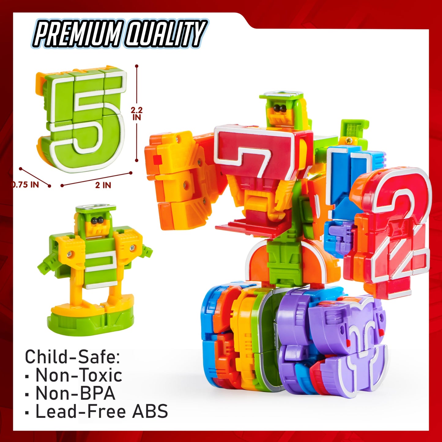 JOYIN 10 Pcs Number Robots Educational Toys, Number Robots, Action Figure Learning Toys, Easter Basket Stuffers, Birthday Gifts for Kids Boys Girls 3 4 5 6 Years Old