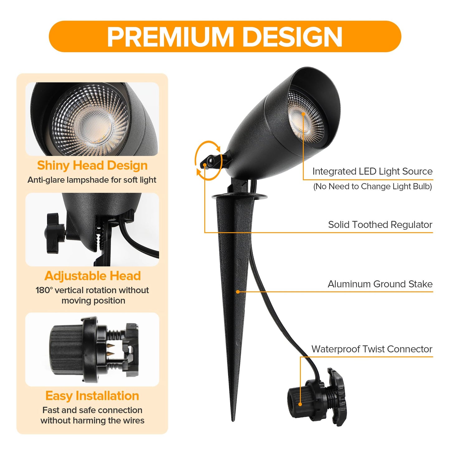 LUTEC 12V Low Voltage Landscape Spot Lights, Aluminum, IP65 Waterproof, 5W 550LM, 3000K Warm White, 4 Pack