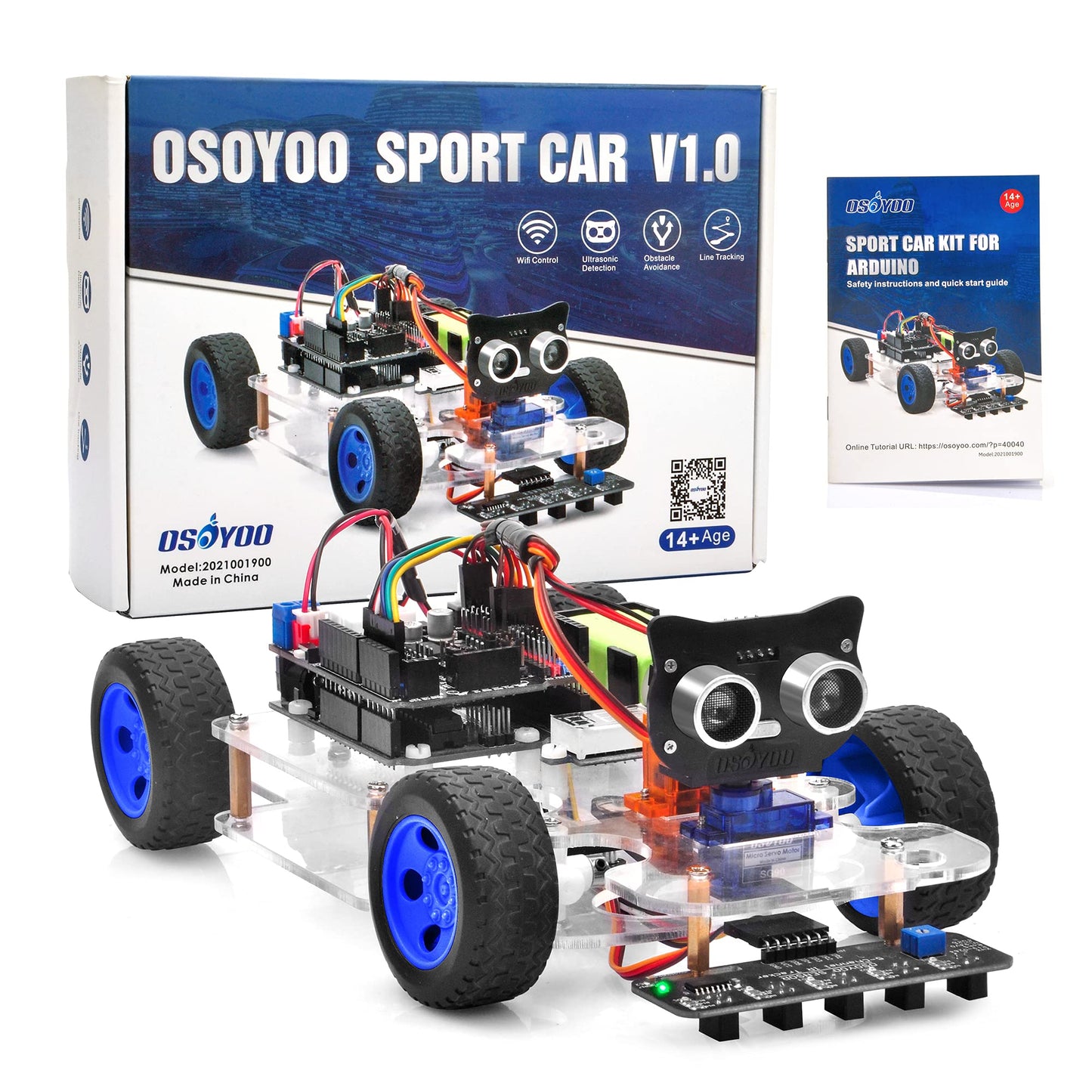 OSOYOO Robot Rc Smart Car DIY Kit to Build for Adults Teens with Servo Power Steering Motor, WiFi, Bluetooth, Code Programmable Compatible with Arduino